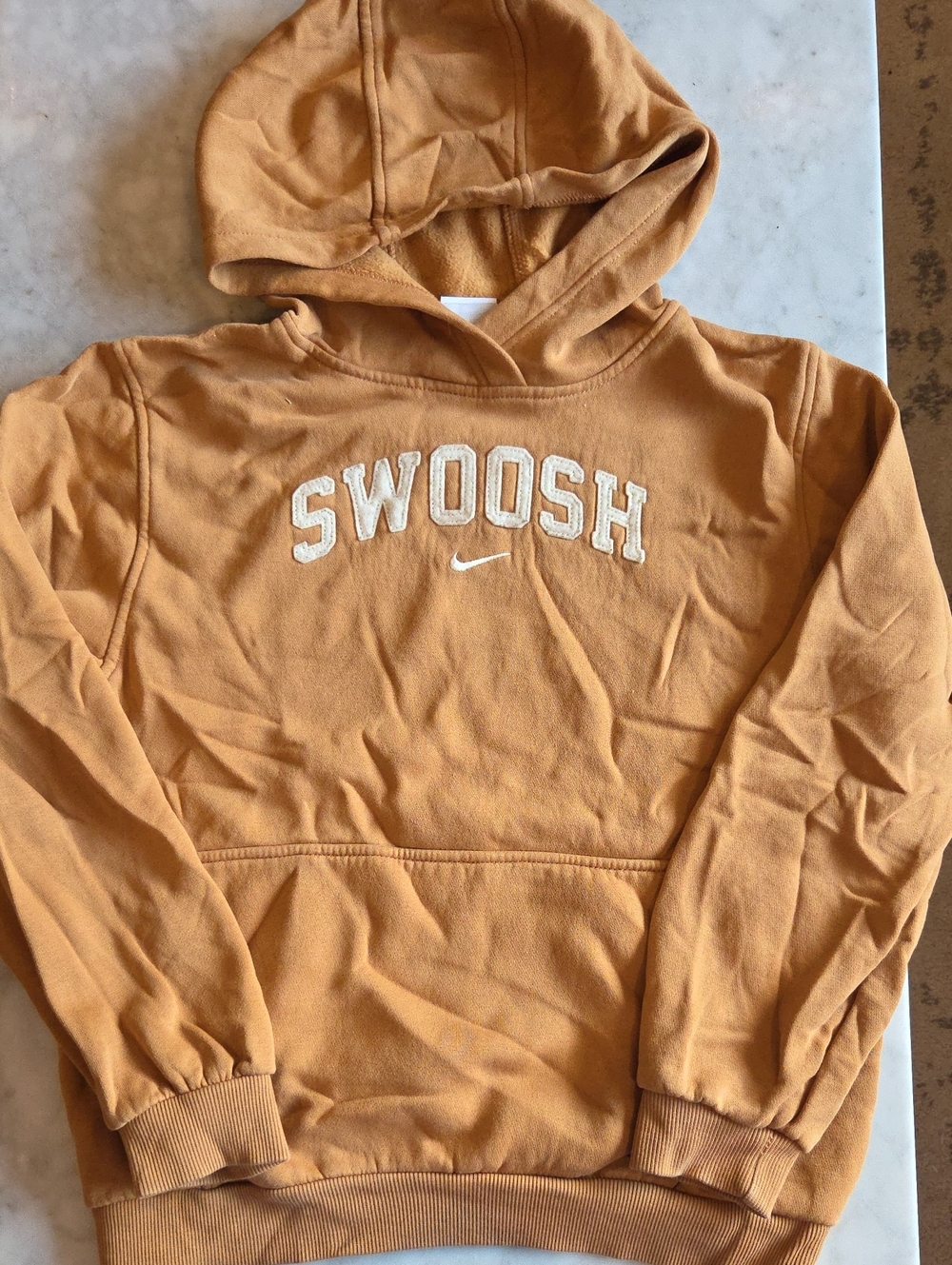 Nike Swoosh Hoodie Sweatshirt in Mustard